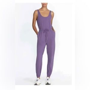 NWT Calme Johnny Was Drawstring Knit Jumper Tank Purple Jumpsuit XL